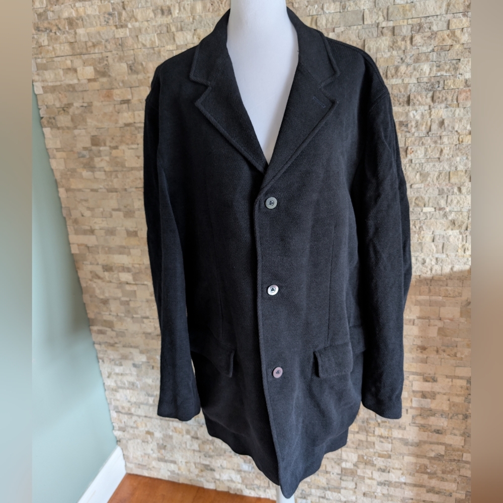 Tommy Bahama Island Soft Black Italy Fabric Wool Cotton Blend Knit Blazer Sz XL
